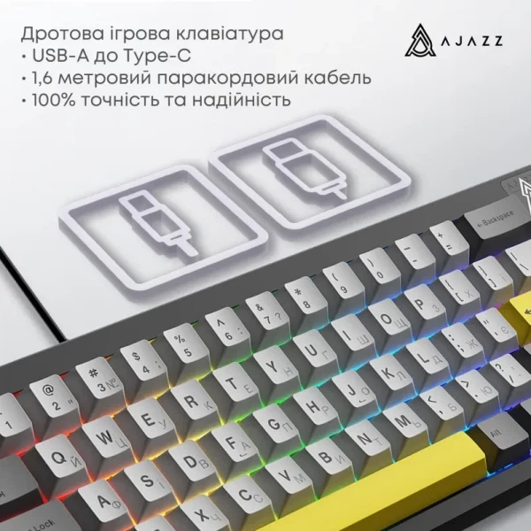 Клавиатура Ajazz ak650 Moon Yellow switches Gray White Yellow (ak650-my-gwy) - Фото 10 Клавиатура Ajazz ak650 Moon Yellow switches Gray White Yellow (ak650-my-gwy) - изображение 10