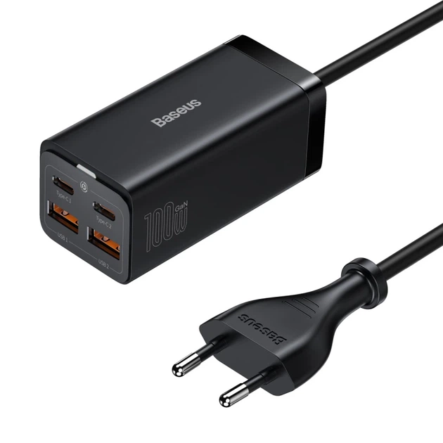 Мережевий зарядний пристрій Baseus GaN3 Pro Desktop Fast Charger 2U+2C 100W EU Black - Фото 1 Мережевий зарядний пристрій Baseus GaN3 Pro Desktop Fast Charger 2U+2C 100W EU Black - изображение 1