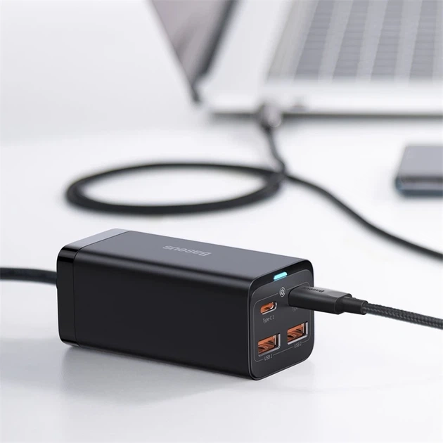 Мережевий зарядний пристрій Baseus GaN3 Pro Desktop Fast Charger 2U+2C 100W EU Black - Фото 10 Мережевий зарядний пристрій Baseus GaN3 Pro Desktop Fast Charger 2U+2C 100W EU Black - изображение 10