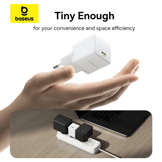 Мережевий зарядний пристрій Baseus Palm Fast Charger 1C 30W EU Moon White - Фото 12 Мережевий зарядний пристрій Baseus Palm Fast Charger 1C 30W EU Moon White - изображение 12
