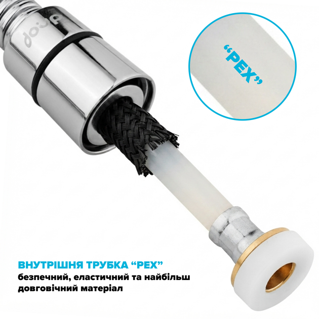 Шланг для душа DROP SH-HM175-PRM-SL - из нержавеющей стали с двойным Анти-Твистом 175 см хром - изображение 4