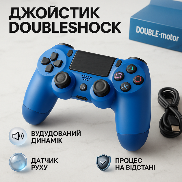Джойстик DOUBLESHOCK для PS 4, бездротовий ігровий геймпад PS4/PC акумуляторний джойстик. Колір синій IK-73 - изображение 11