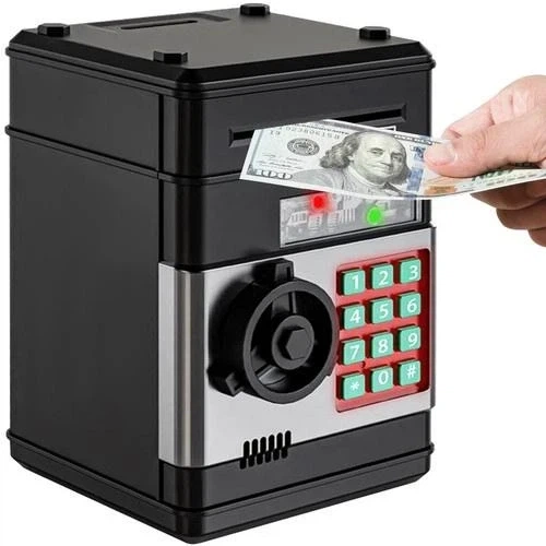 Електронна скарбничка-сейф NUMBER BANK , дитячий сейф з кодовим замком та купюроприймачем, скарбничка для грошей, колір чорний - зображення 4