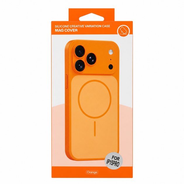 Чохол Premium для смартфона Silicone Creative Variation Case MAG COVER Apple iPhone 15 Pro 4,Orange (MagCOViP15P-4) - изображение 2