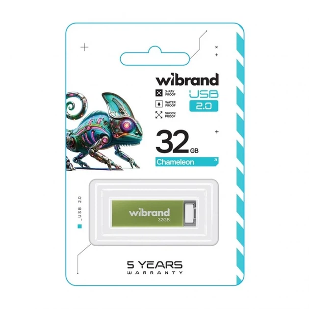 Флеш-память USB 32GB Wibrand Chameleon USB 2.0 металл моноблок голубой - изображение 2