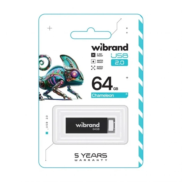 Флеш-память USB 64GB Wibrand Chameleon USB 2.0 металл черный - Фото 2 Флеш-память USB 64GB Wibrand Chameleon USB 2.0 металл черный - изображение 2