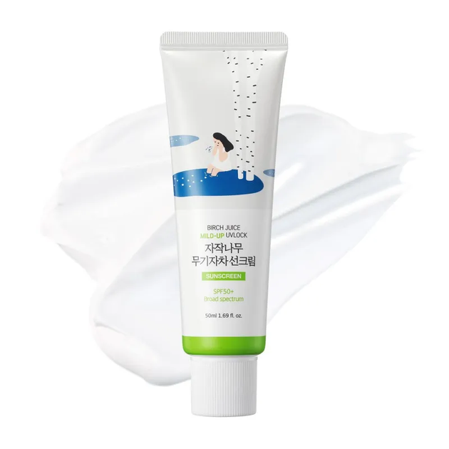 Сонцезахисний крем для обличчя Round Lab Birch Juice Mild-Up Sunscreen 50ml — з березовим соком для чутливої шкіри - изображение 2