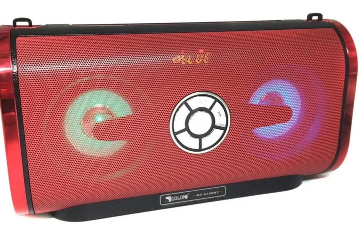 Портативна колонка FM радіоприймач GOLON XTREME RX-A199BT Bluetooth Led підсвічування USB AUX MicroSD 280x155x90 мм Red - зображення 2