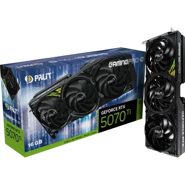 Видеокарта Palit GeForce RTX 5070 Ti GamingPro-S (NE7507T019T2-GB2031U) - Фото 1 Видеокарта Palit GeForce RTX 5070 Ti GamingPro-S (NE7507T019T2-GB2031U) - изображение 1