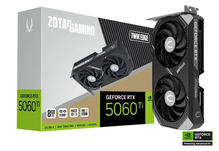 Відеокарта Zotac GeForce RTX 5060 Ti GAMING Twin Edge (ZT-B50610E-10M) - Фото 4 Відеокарта Zotac GeForce RTX 5060 Ti GAMING Twin Edge (ZT-B50610E-10M) - зображення 4