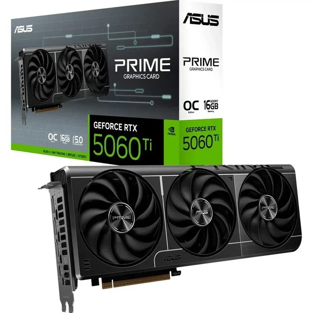 Видеокарта Asus PRIME GeForce RTX 5060 Ti OC (PRIME-RTX5060TI-O16G) - Фото 1 Видеокарта Asus PRIME GeForce RTX 5060 Ti OC (PRIME-RTX5060TI-O16G) - изображение 1