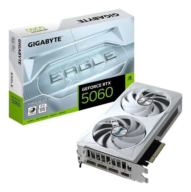 Видеокарта Gigabyte GeForce RTX 5060 EAGLE OC ICE (GV-N5060EAGLEOC ICE-8GD) - Фото 1 Видеокарта Gigabyte GeForce RTX 5060 EAGLE OC ICE (GV-N5060EAGLEOC ICE-8GD) - изображение 1
