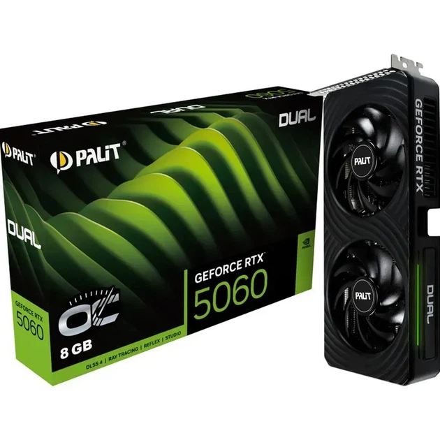 Видеокарта Palit GeForce RTX 5060 Dual OC (NE75060S19P1-GB2063D) - Фото 1 Видеокарта Palit GeForce RTX 5060 Dual OC (NE75060S19P1-GB2063D) - изображение 1