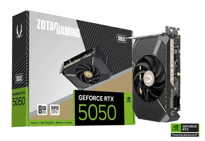 Видеокарта Zotac GeForce RTX 5050 GAMING SOLO (ZT-B50500G-10L) - Фото 1 Видеокарта Zotac GeForce RTX 5050 GAMING SOLO (ZT-B50500G-10L) - изображение 1
