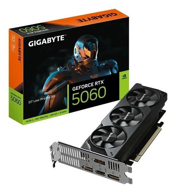 Видеокарта Gigabyte GeForce RTX 5060 D7 Low Profile (GV-N5060D7-8GL) - Фото 1 Видеокарта Gigabyte GeForce RTX 5060 D7 Low Profile (GV-N5060D7-8GL) - изображение 1