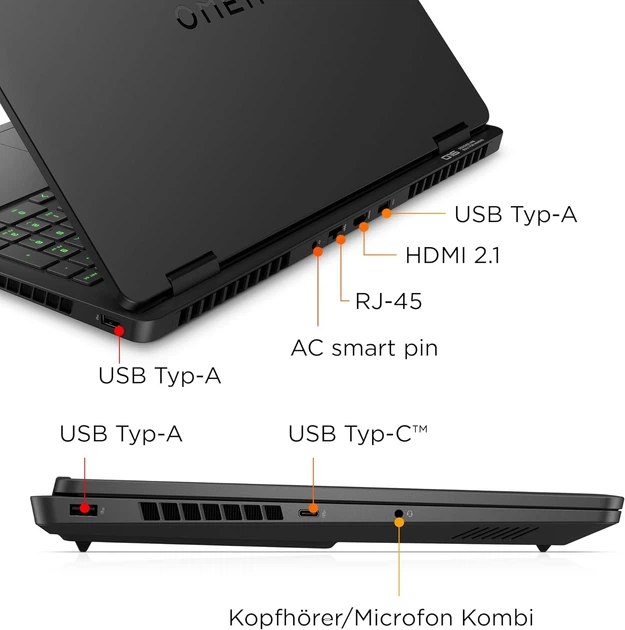 HP Omen 16" WUXGA 144Hz, Ryzen 9 8940HX, RTX 5060 (8 GB), 16GB RAM, 1TB SSD, HP 16-ap0292ng, Win 11, 4-Zone RGB QWERTZ, Wi-Fi 6, Shadow Black - Фото 7 HP Omen 16" WUXGA 144Hz, Ryzen 9 8940HX, RTX 5060 (8 GB), 16GB RAM, 1TB SSD, HP 16-ap0292ng, Win 11, 4-Zone RGB QWERTZ, Wi-Fi 6, Shadow Black - зображення 7