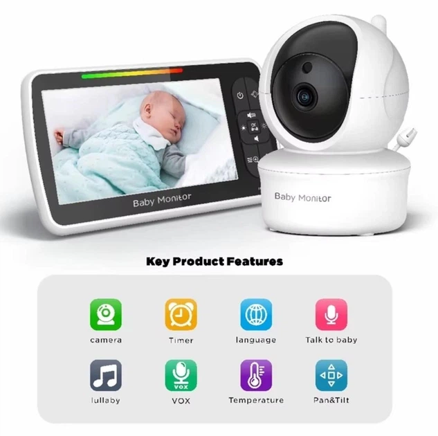Видеоняня Baby Monitor SM650 с 5-дюймовым монитором, двусторонней связью и ночным видением - изображение 6