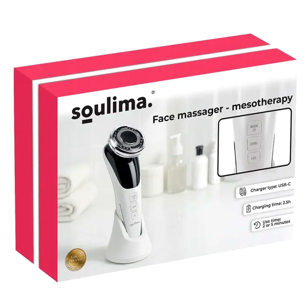 Массажер для лица безыгольная мезотерапия 5 режимов работы белый Soulima LS-0193 - зображення 8