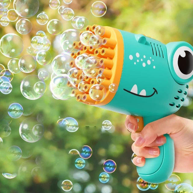 Детский пистолет-пулемет на батарейках Bubble Gun генератор мыльных пузырей автоматический зеленый - изображение 4