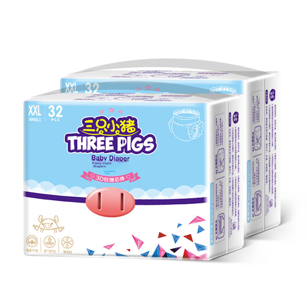 Подгузники-трусики Three Piggy, размер XXL (от 15 кг), 64 шт, ультратонкие - Фото 4 Подгузники-трусики Three Piggy, размер XXL (от 15 кг), 64 шт, ультратонкие - изображение 4