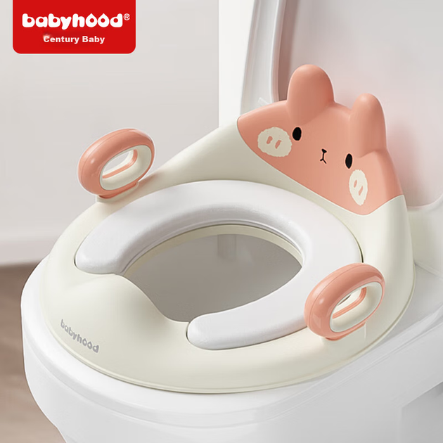 Сиденье Babyhood для унитаза детское, мягкое, дизайн кролика, оранжево-розовое - изображение 11
