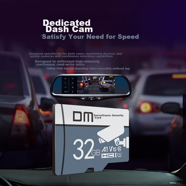 Карта пам'яті DM Daimai 32 ГБ TF (MicroSD) сірого кольору C10, сумісна з Huawei, Xiaomi, Xiaoyi, Yingshi, Pulin360, високошвидкісна карта пам'яті для відеореєстраторів - зображення 8