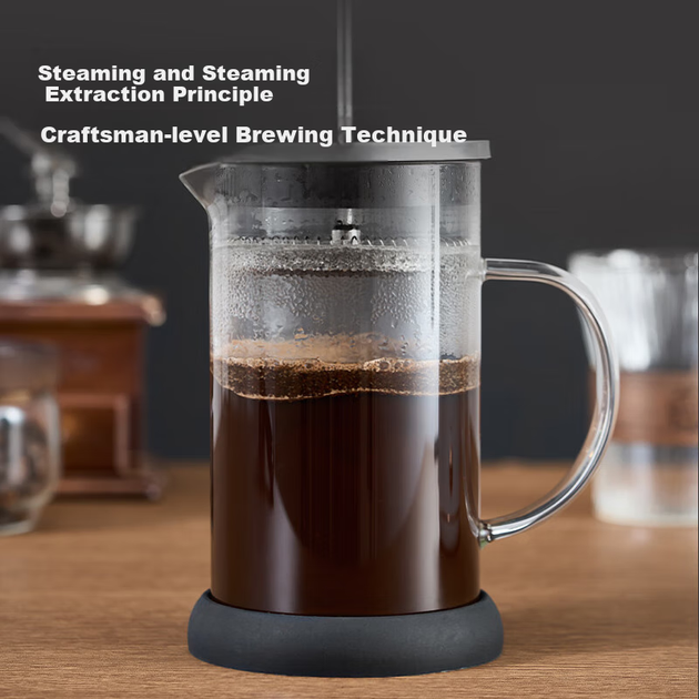 JD Original French Press Pot, скляний фільтр для кави ручного заварювання з потовщеного термостійкого скла, велика ємність 700 мл - изображение 7
