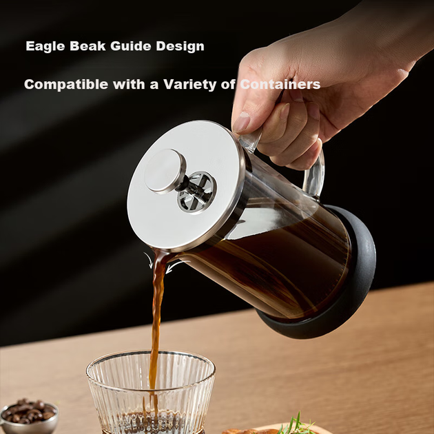 JD Original French Press Pot, скляний фільтр для кави ручного заварювання з потовщеного термостійкого скла, велика ємність 700 мл - изображение 9