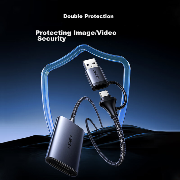 Кардридер UGREEN USB/Type-C с поддержкой SD/TF4.0, двухслотовый, для одновременного чтения, совместим с компьютерами, смартфонами, Apple 17/iPad, цифровыми зеркальными фотоаппаратами, поддерживает карты UHS-I/II. - изображение 7