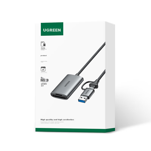Кардридер UGREEN USB/Type-C с поддержкой SD/TF4.0, двухслотовый, для одновременного чтения, совместим с компьютерами, смартфонами, Apple 17/iPad, цифровыми зеркальными фотоаппаратами, поддерживает карты UHS-I/II. - изображение 9
