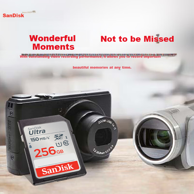 Карта пам'яті SanDisk SD 256 ГБ U1 C10 преміум-класу, швидкість читання 150 МБ/с, відео Full HD, ідеальний супутник для цифрових камер - зображення 4