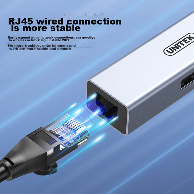 Хаб UNITEK H205A USB-Ethernet 100 Мбіт/с, 3 порти - Фото 4 Хаб UNITEK H205A USB-Ethernet 100 Мбіт/с, 3 порти - зображення 4