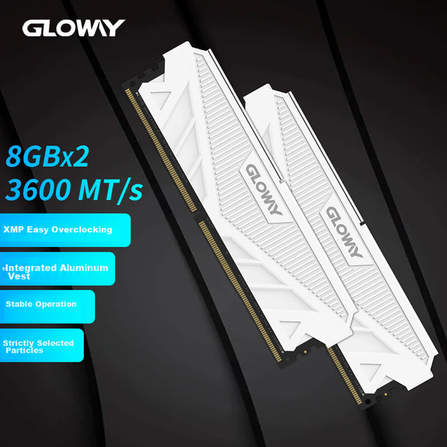Модуль пам'яті Gloway 16 ГБ (8 ГБ x 2) DDR4 3600 для настільних комп'ютерів, панель оперативної пам'яті Tianche, преміум-чіпи, CL18, яскраво-білий місячно-білий, оновлення аксесуарів для комп'ютерів зі штучним інтелектом - зображення 4