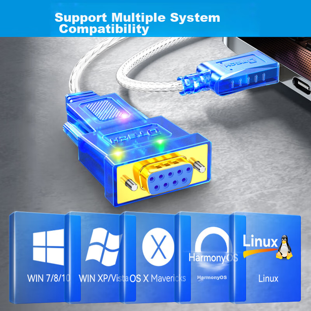 Кабель DTECH USB-RS232 с гнездовым разъемом, 9-контактный адаптер для COM-порта компьютера, устройства учета рабочего времени, кассового аппарата, принтера этикеток, кабель для отладки микросхемы FT232, 3 метра DT-5031B - изображение 5