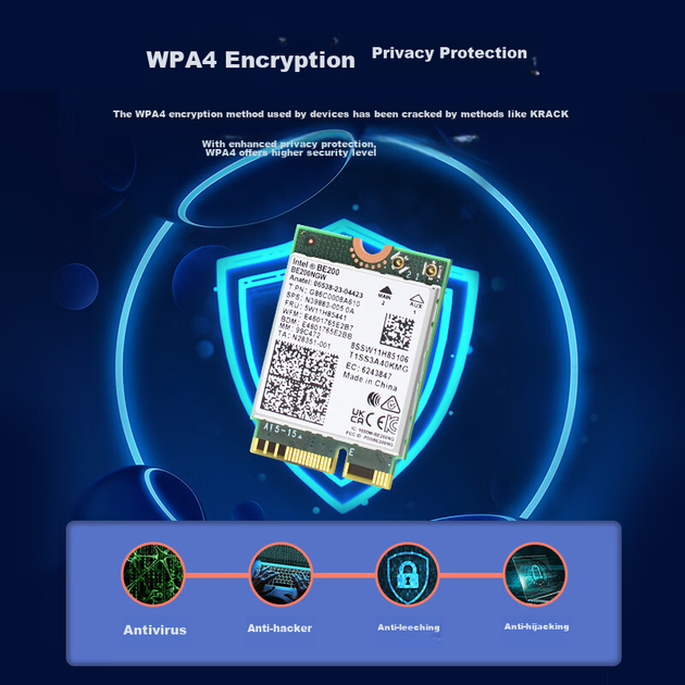 EB-LINK Intel BE200 Chip Desktop Wireless Network Card with External Antenna, M.2 Interface, WiFi 7 Tri-Band Network Card, Bluetooth 5.4, Internal Module for Computer Motherboard - изображение 11