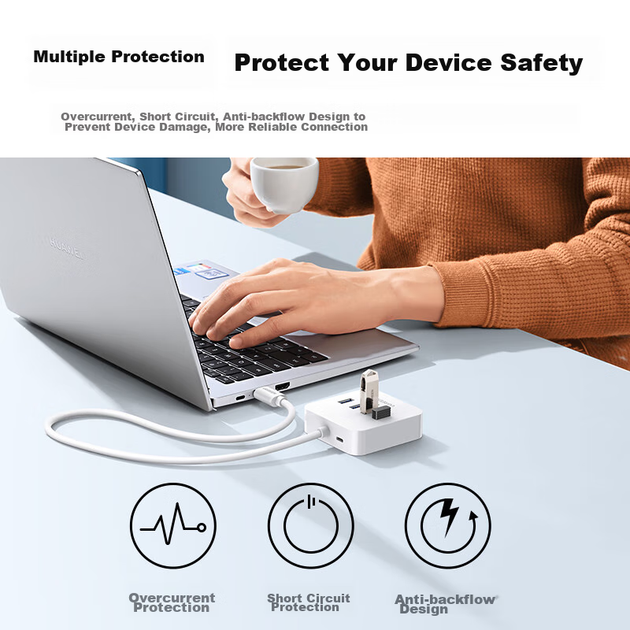 Хаб UGREEN USB 3.0, 4 порти, для ноутбука - зображення 7