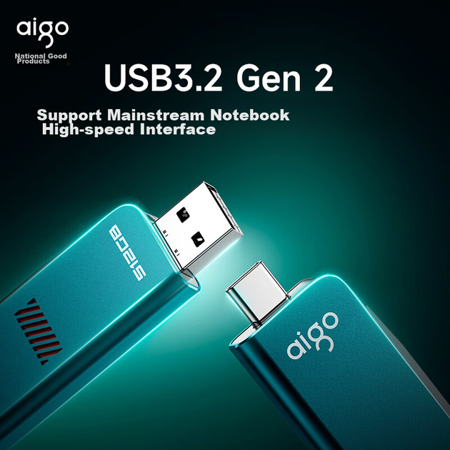 Флеш-накопитель Aigo 512 ГБ USB 3.2 Type-C с двойным интерфейсом, высокоскоростной, U357S, скорость чтения 1000 МБ/с, подходит для телефонов, компьютеров и планшетов. Универсальный флеш-накопитель со скрытой конструкцией «push-pull». - Фото 6 Флеш-накопитель Aigo 512 ГБ USB 3.2 Type-C с двойным интерфейсом, высокоскоростной, U357S, скорость чтения 1000 МБ/с, подходит для телефонов, компьютеров и планшетов. Универсальный флеш-накопитель со скрытой конструкцией «push-pull». - изображение 6