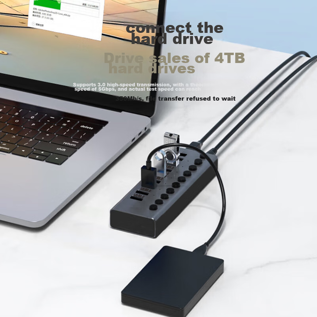 USB-концентратор Aigo H10, 10 портов, металлический, USB 3.0 - изображение 6