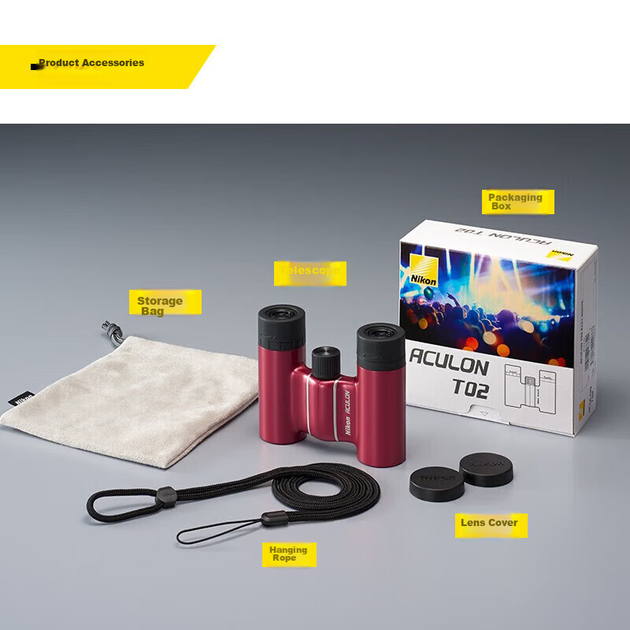 Бінокль Nikon T02, портативний для перегляду на відкритому повітрі, велике збільшення, висока чіткість, перегляд концертів, новорічний подарунок, ентомологічний телескоп - зображення 8