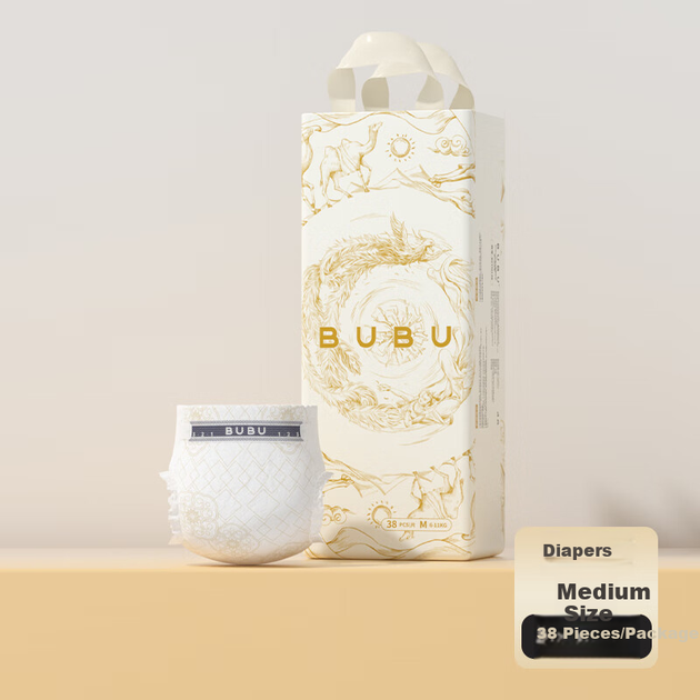 Підгузки BUBU Silk Road, розмір M, 38 штук (4,5-8,5 г), з екстрактом шовку, ультратонкі, сухі, дихаючі - изображение 4