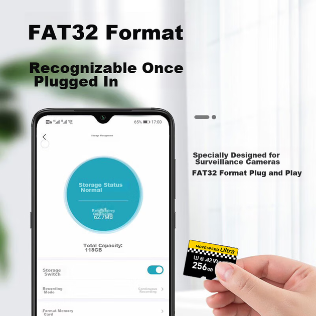 Карта памяти MOVE SPEED 128 ГБ TF (MicroSD), карта памяти для видеорегистратора, высокоскоростная карта памяти для камеры видеонаблюдения U3 V30. - изображение 6