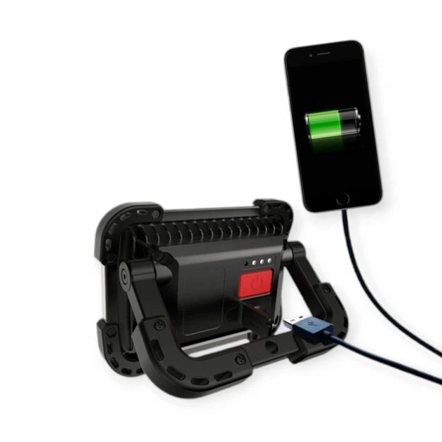 Прожектор светодиод. аккумулятор. 10w cob 3,6w, 2 режима, powerbank 5 ач (выход usb 5v), ip65 QAP - изображение 4