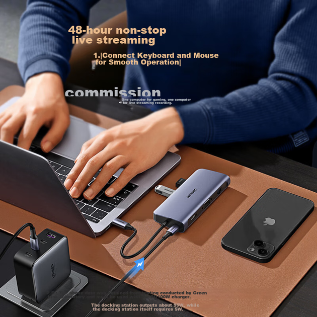 Док-станция UGREEN Type-C, HDMI, VGA, Ethernet, кардридер, Thunderbolt 4, для MacBook и Huawei - изображение 5