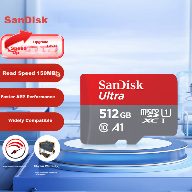 Карта пам'яті SanDisk 512 ГБ TF (MicroSD) A1 U1 C10 Extreme High-Speed Mobile Edition, швидкість читання 150 МБ/с, карта пам'яті для телефонів, планшетів та ігрових консолей - зображення 4