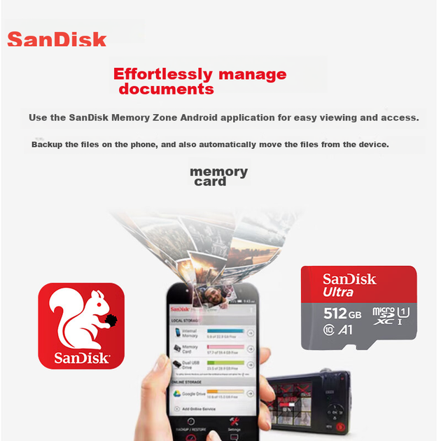 Карта пам'яті SanDisk 512 ГБ TF (MicroSD) A1 U1 C10 Extreme High-Speed Mobile Edition, швидкість читання 150 МБ/с, карта пам'яті для телефонів, планшетів та ігрових консолей - зображення 9