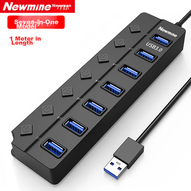 Хаб Newmine USB 3.0 7-портовий високошвидкісний для ноутбука 1м - Фото 10 Хаб Newmine USB 3.0 7-портовий високошвидкісний для ноутбука 1м - зображення 10