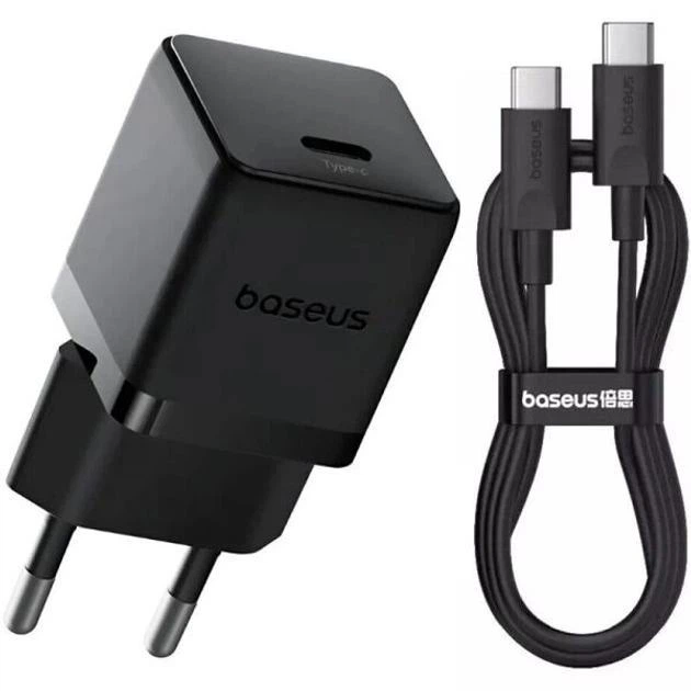 Сетевое зарядное устройство Baseus Palm Fast Charger Type-C Power Delivery 20 W + Кабель Type-C - Type-C P10111602113-01 Black - Фото 1 Сетевое зарядное устройство Baseus Palm Fast Charger Type-C Power Delivery 20 W + Кабель Type-C - Type-C P10111602113-01 Black - изображение 1