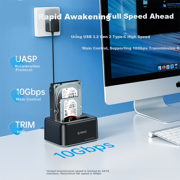 Корпус ORICO для HDD/SSD 2.5/3.5" SATA, Type-C 3.2, портативный, 6829C3 - изображение 7