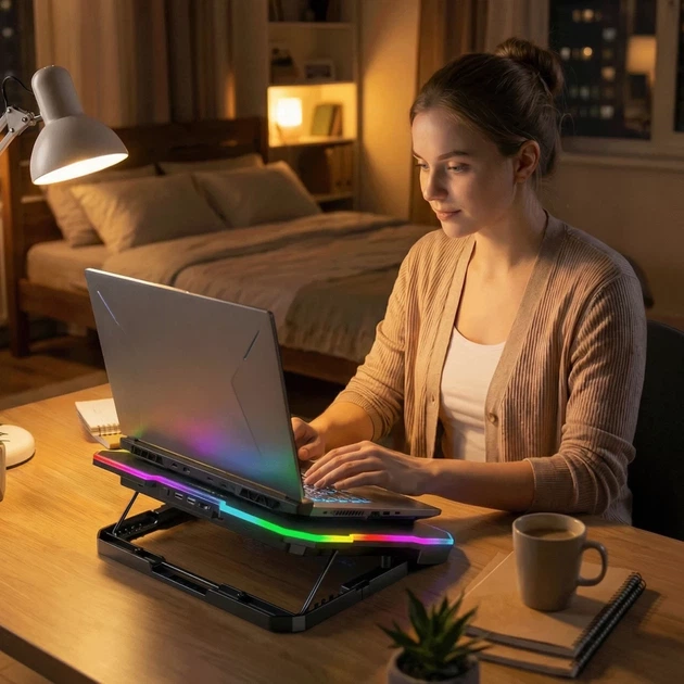 Подставка Wozinsky WDCX-A26 NitroCool RGB охлаждающая геймерская под ноутбук Black (5907769387722) - изображение 7