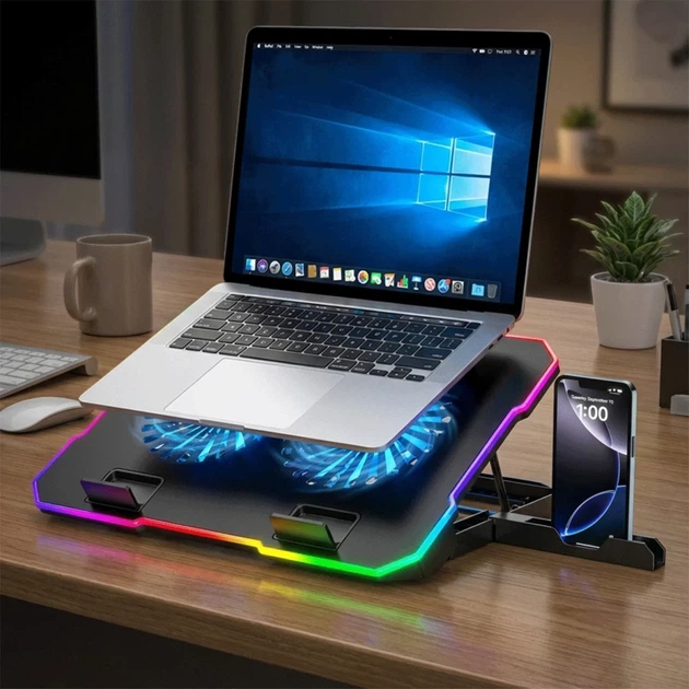 Подставка Wozinsky WDCX-A26 NitroCool RGB охлаждающая геймерская под ноутбук Black (5907769387722) - изображение 8